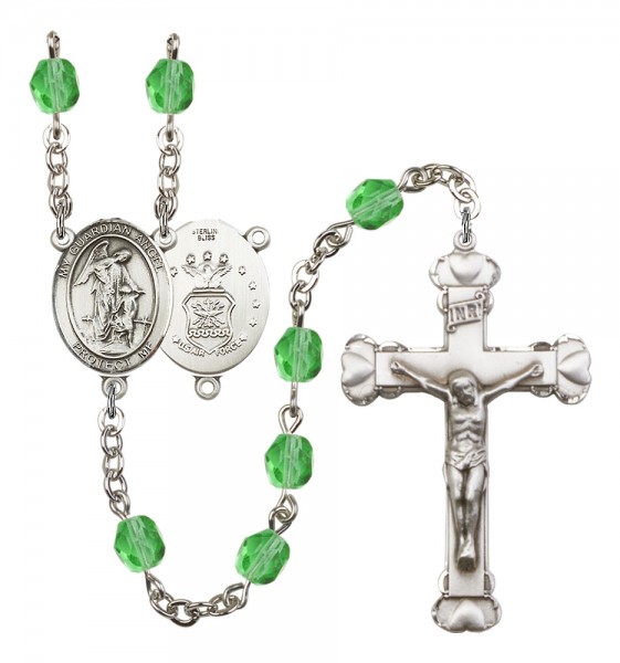 Women's Guardian Angel Air Force Birthstone Rosary - Peridot