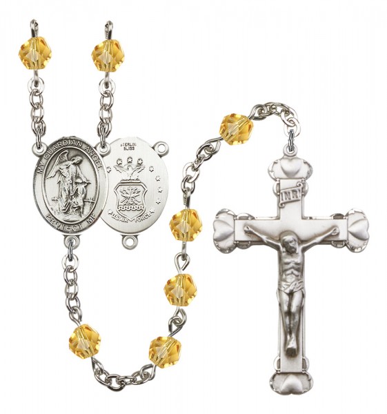 Women's Guardian Angel Air Force Birthstone Rosary - Topaz