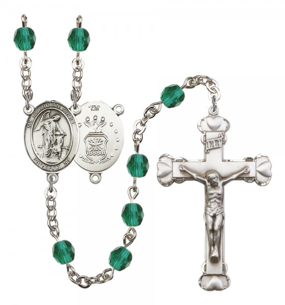 Women's Guardian Angel Air Force Birthstone Rosary - Zircon
