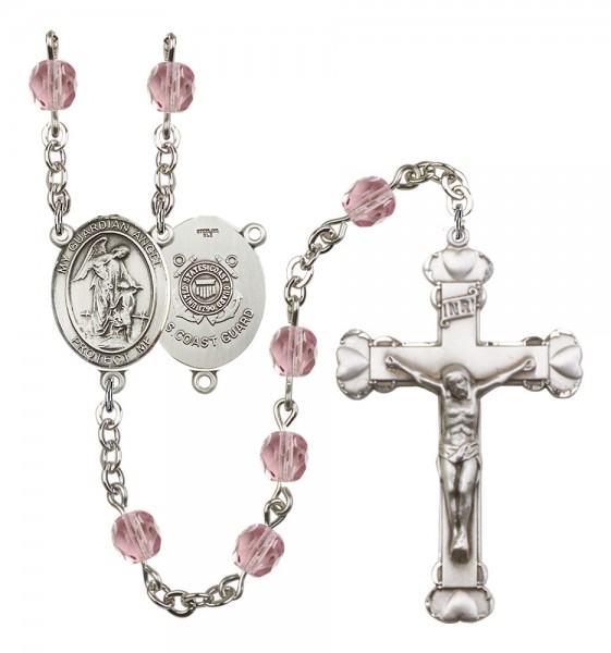 Women's Guardian Angel Coast Guard Birthstone Rosary - Light Amethyst
