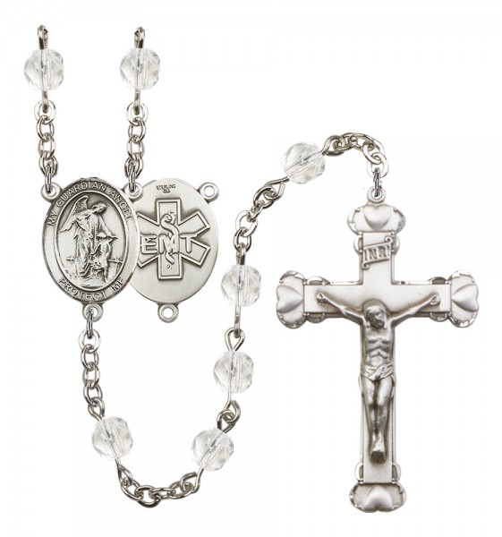 Women's Guardian Angel EMT Birthstone Rosary - Crystal