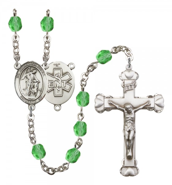 Women's Guardian Angel EMT Birthstone Rosary - Peridot