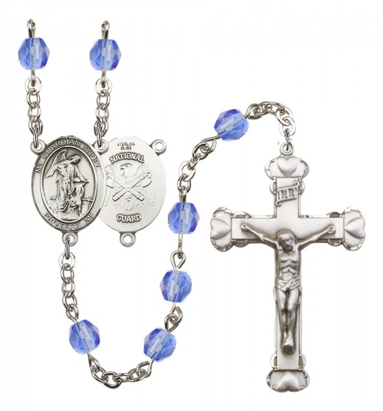 Women's Guardian Angel National Guard Birthstone Rosary - Sapphire