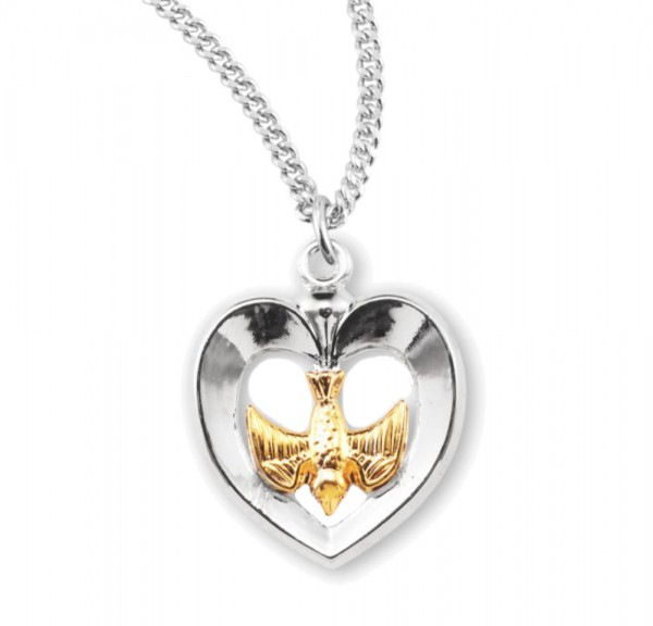 Women's Heart and Dove Open Cut Necklace - Sterling Silver
