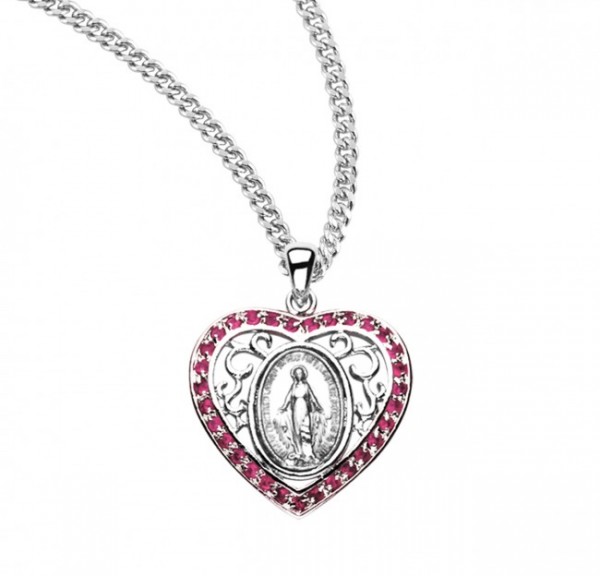 Women's Heart and Swirls Miraculous Medal - Pink