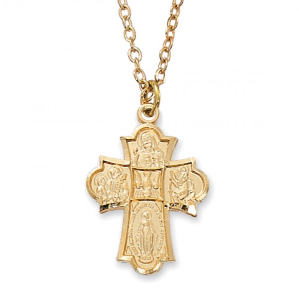 Women's Holy Spirit Center Four-Way Medal - Gold Tone