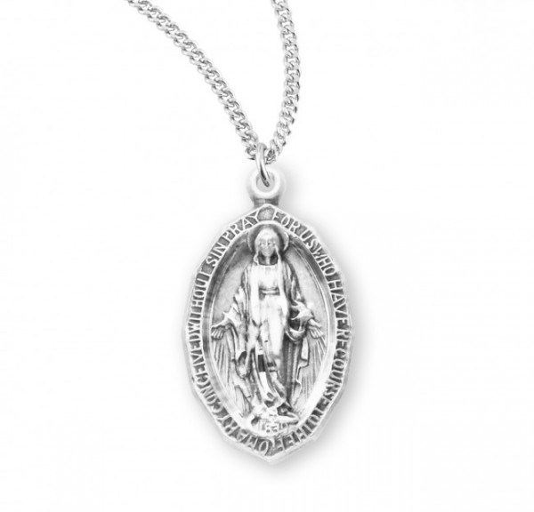 Women's Larger Pointed Edge Miraculous Pendant - Sterling Silver