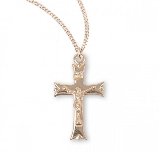 Women's Notched Flared Tipped Necklace - Gold Plated