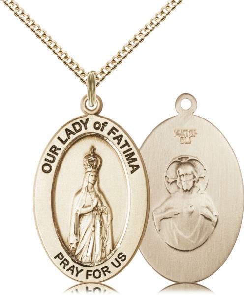 Women's Our Lady of Fatima Oval Necklace - Gold Filled