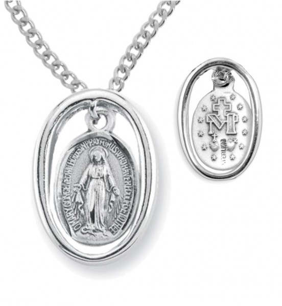 Women's Oval Frame Miraculous Pendant - Sterling Silver