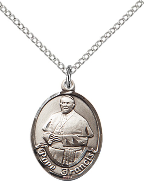 Women's Oval Pope Francis Pendant - Sterling Silver