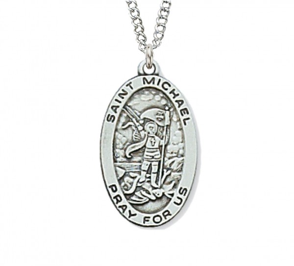 Women's Oval St. Michael Medal Sterling Silver - Silver