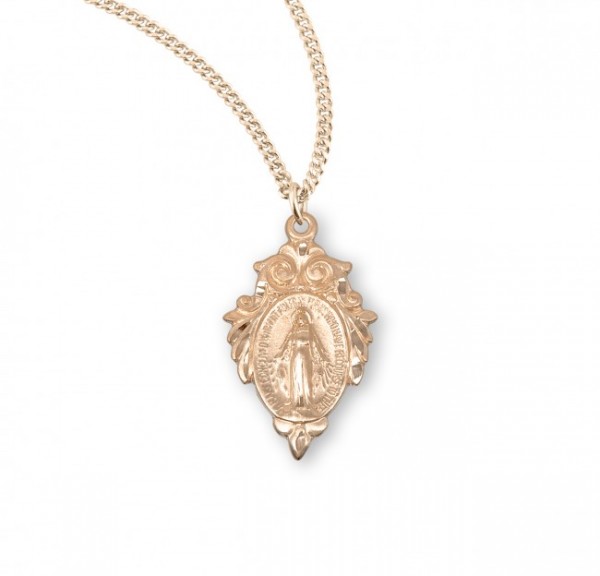 Women's Pointed Tip Fleur de Lis Miraculous Medal - Gold Plated