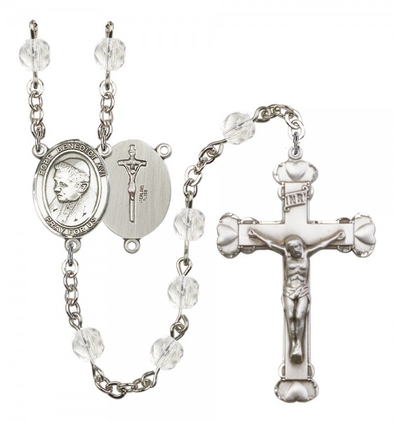 Women's Pope Emeritace Benedict XVI Birthstone Rosary - Crystal