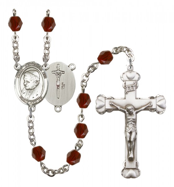 Women's Pope Emeritace Benedict XVI Birthstone Rosary - Garnet