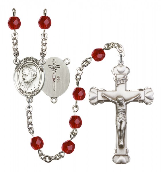 Women's Pope Emeritace Benedict XVI Birthstone Rosary - Ruby Red