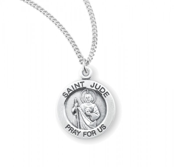 Women's Round Saint Jude Necklace - Sterling Silver