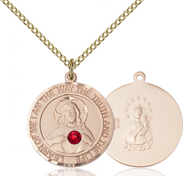 Women's Sacred Heart Round Pendant - 14KT Gold Filled