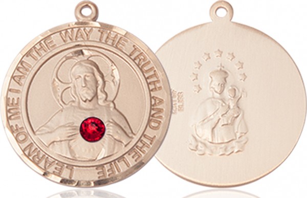 Women's Sacred Heart Round Pendant - 14K Solid Gold
