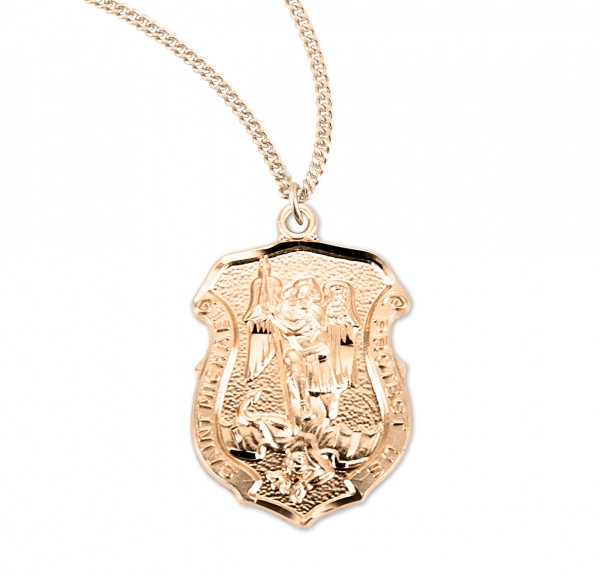 Women's Saint Michael Badge Medal - Gold Plated