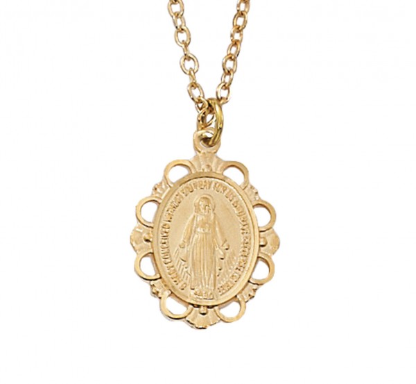 Women's Scallop Edge Miraculous Medal Four Options - Gold Tone