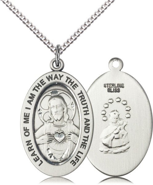 Women's Scapular Simple Necklace - Sterling Silver