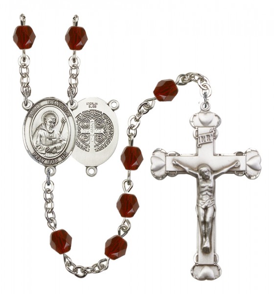 Women's St. Benedict Birthstone Rosary - Garnet