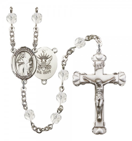 Women's St. Brendan the Navigator Navy Birthstone Rosary - Crystal