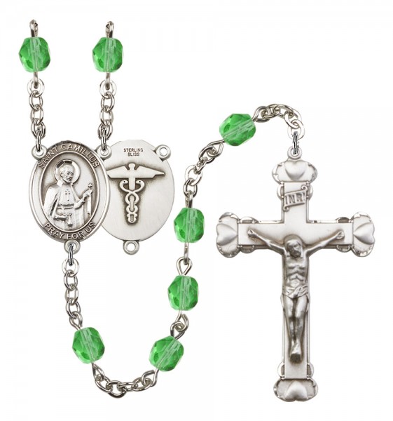 Women's St. Camillus of Lellis Nurse Birthstone Rosary - Peridot