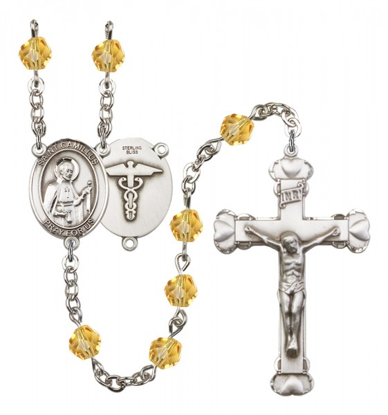 Women's St. Camillus of Lellis Nurse Birthstone Rosary - Topaz