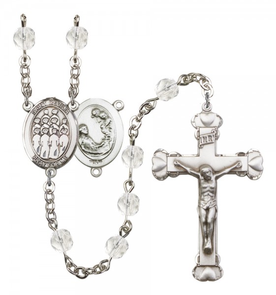 Women's St. Cecilia Choir Birthstone Rosary - Crystal