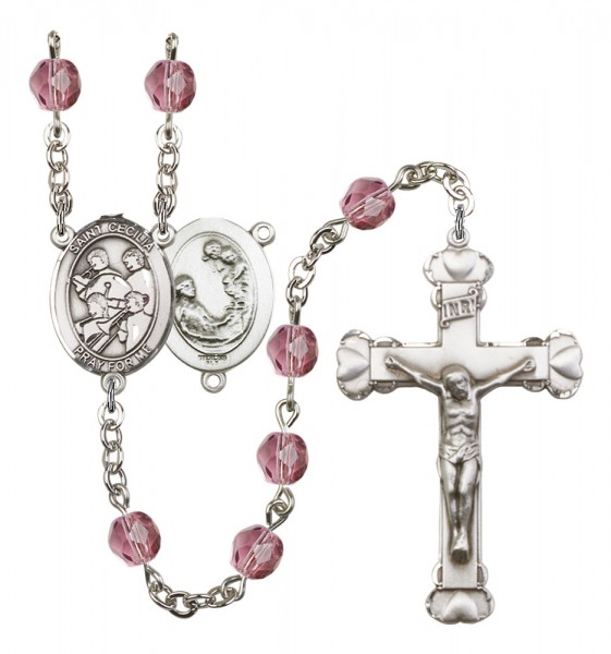 Women's St. Cecilia Marching Band Birthstone Rosary - Amethyst
