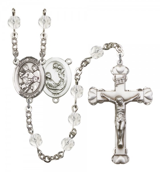 Women's St. Cecilia Marching Band Birthstone Rosary - Crystal