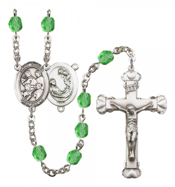 Women's St. Cecilia Marching Band Birthstone Rosary - Peridot