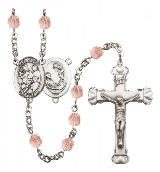 Women's St. Cecilia Marching Band Birthstone Rosary - Pink