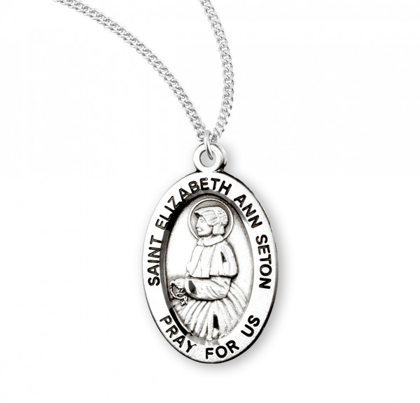 Women's St. Elizabeth Ann Seton Oval Medal - Sterling Silver
