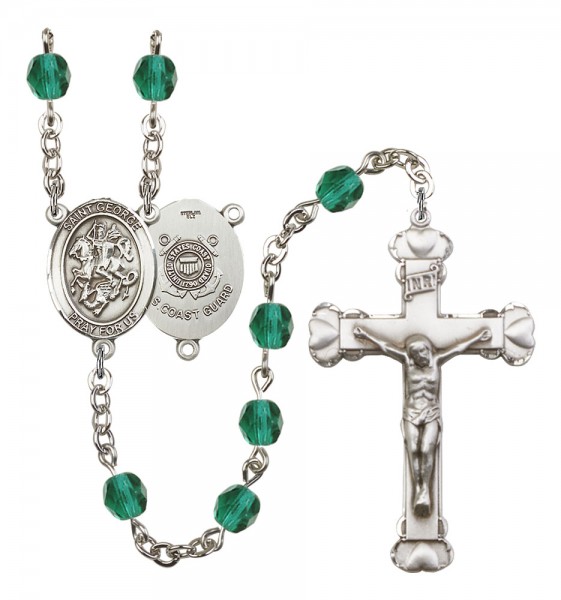 Women's St. George Coast Guard Birthstone Rosary - Zircon
