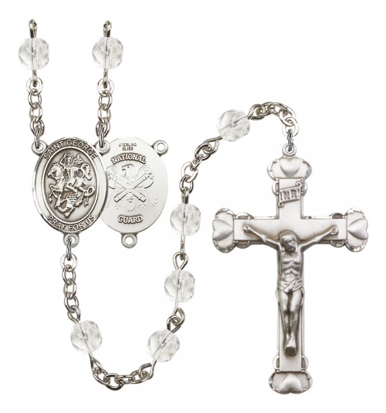 Women's St. George National Guard Birthstone Rosary - Crystal