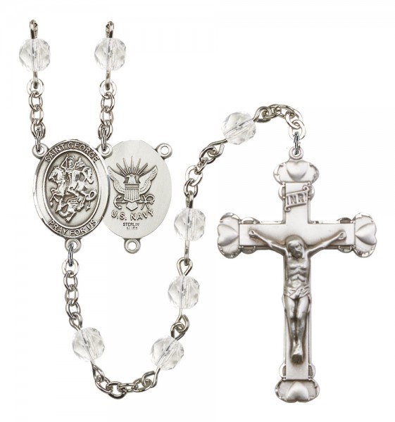 Women's St. George Navy Birthstone Rosary - Crystal