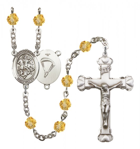 Women's St. George Paratrooper Birthstone Rosary - Topaz