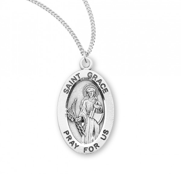 Women's St. Grace Oval Medal - Sterling Silver