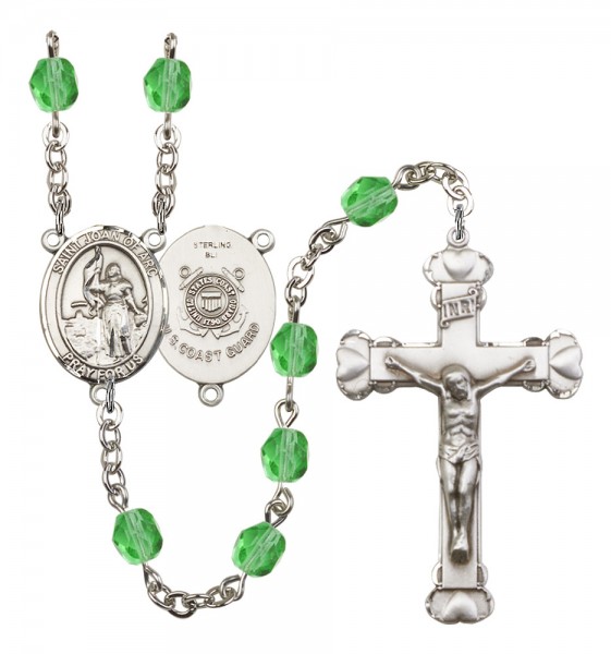 Women's St. Joan of Arc Coast Guard Birthstone Rosary - Peridot