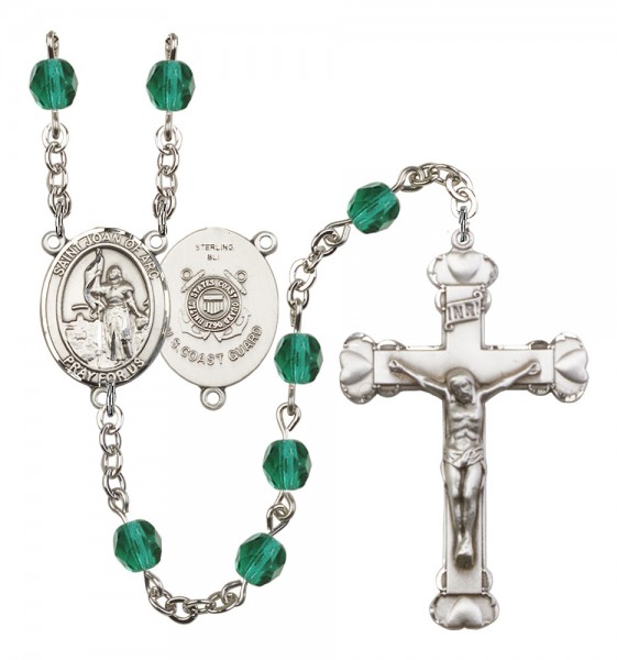 Women's St. Joan of Arc Coast Guard Birthstone Rosary - Zircon