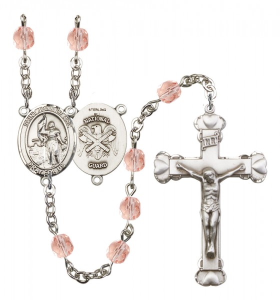 Women's St. Joan of Arc National Guard Birthstone Rosary - Pink