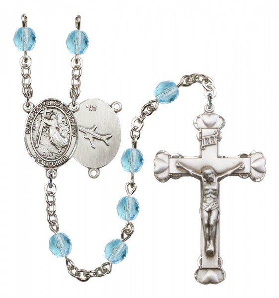Women's St. Joseph of Cupertino Birthstone Rosary - Aqua