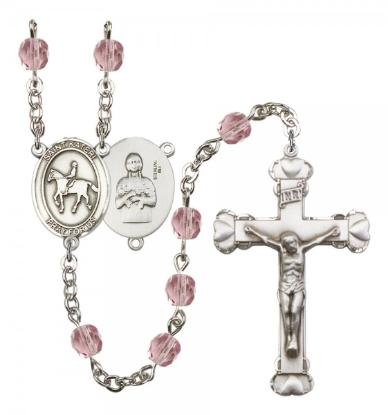 Women's St. Kateri Equestrian Birthstone Rosary - Light Amethyst