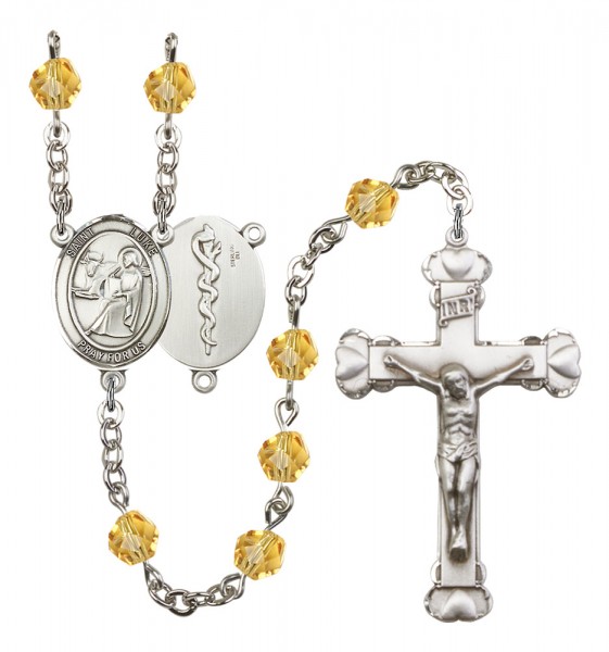 Women's St. Luke the Apostle Doctor Birthstone Rosary - Topaz