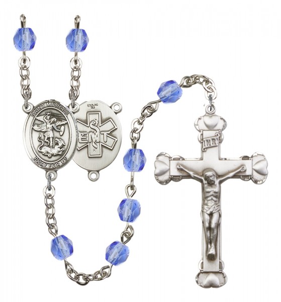 Women's St. Michael EMT Birthstone Rosary - Sapphire