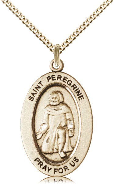 Women's St. Peregrine Against Cancer Necklace - Gold Filled