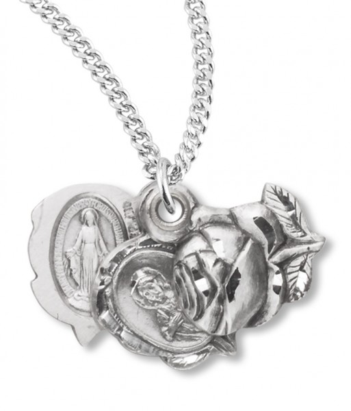 Women's Sterling Silver Rosebud Triple Slide Pendant - Sterling Silver